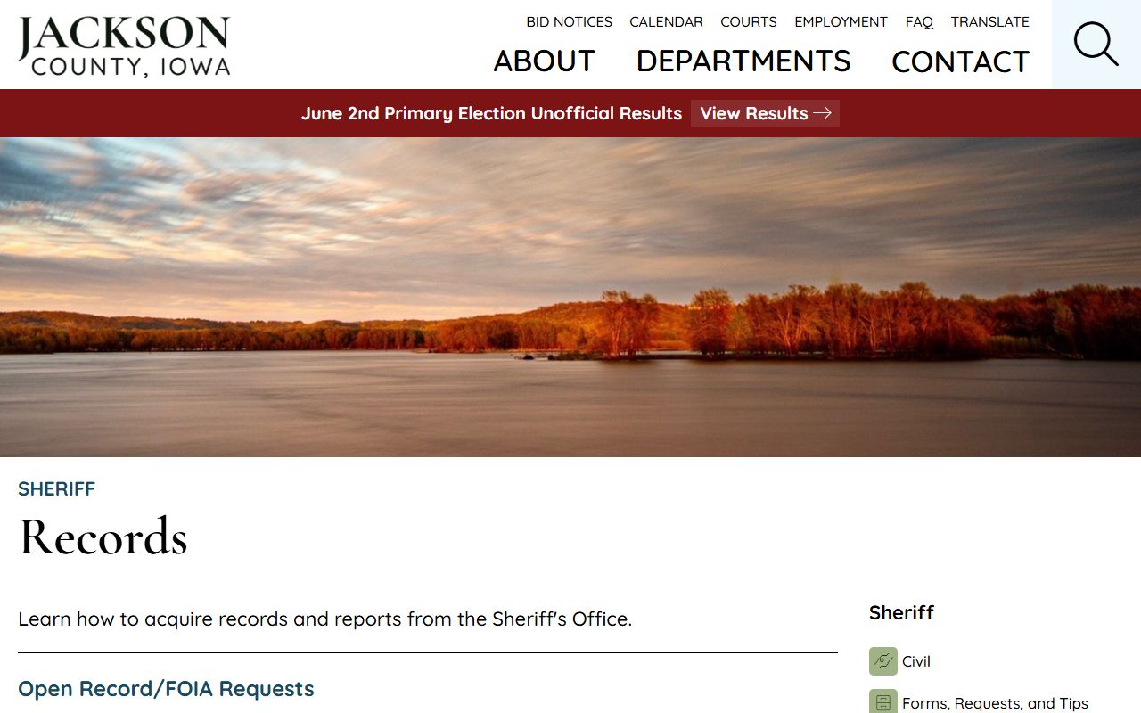 Jackson County inmate records request page