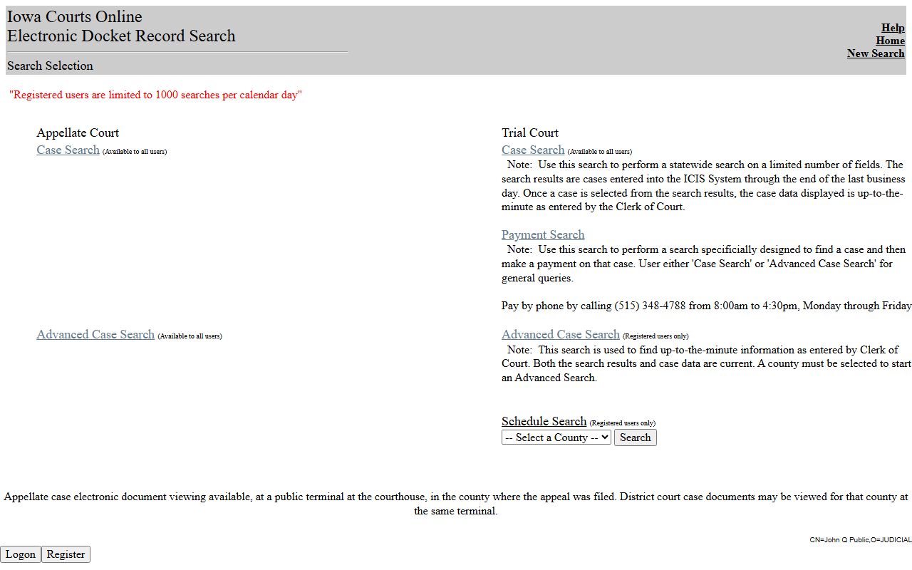 Jackson County court records after arrest search through Iowa Courts Online